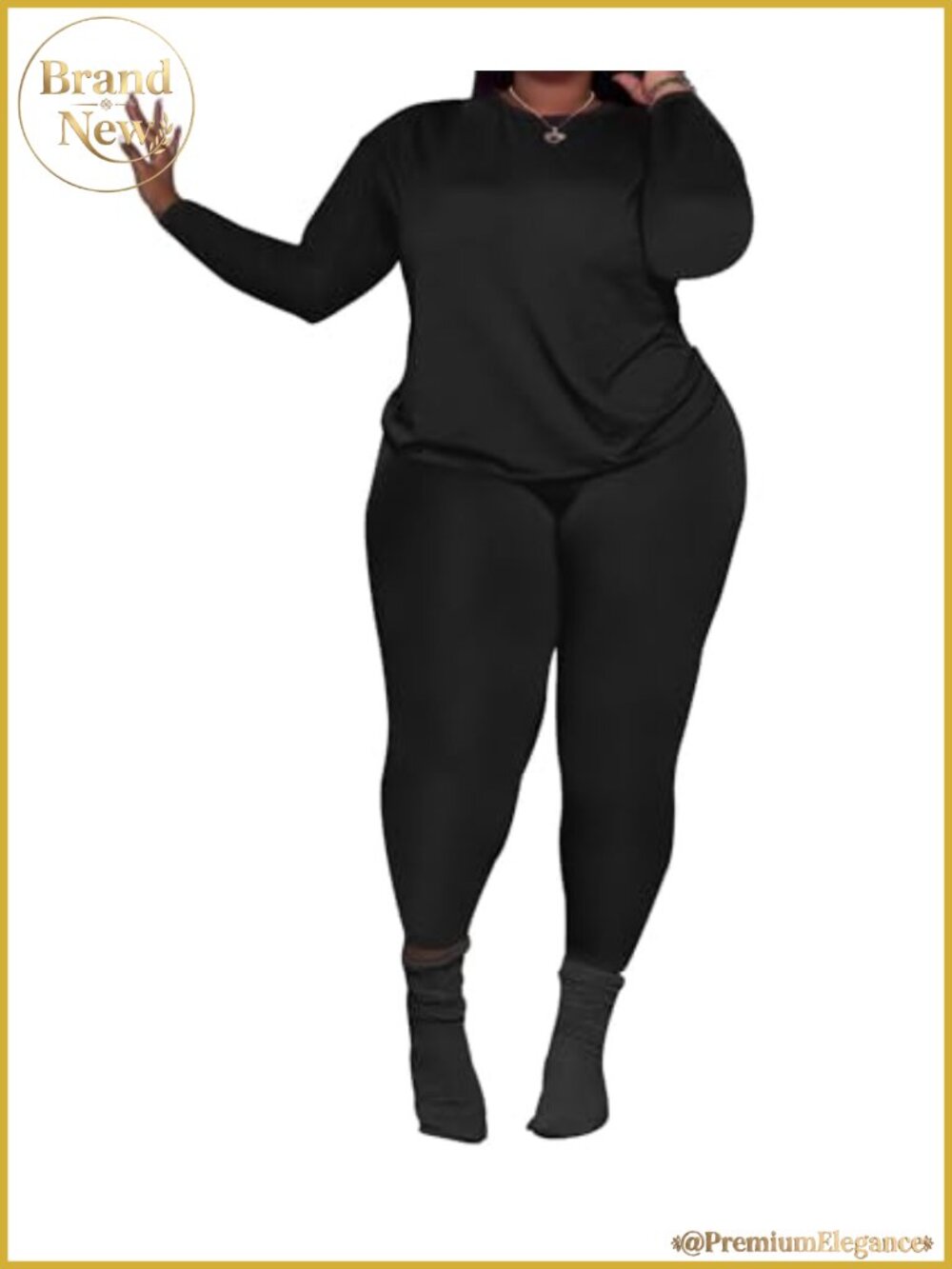 Plus Size 2 Piece Outfits Tracksuit Set Long Sleeve Top Pants Sweatsuit